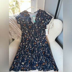 NWT Nine Britton Navy Floral Dress - cocktail length, women’s M
